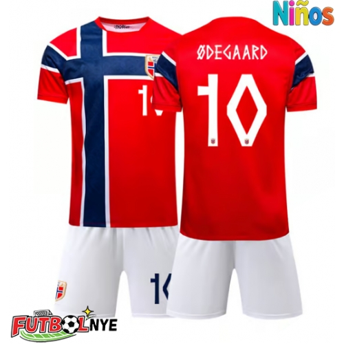 Camiseta Noruega Martin Odegaard #10 Primera Equipación para niños Mundial 2026 manga corta (+ pantalones cortos)
